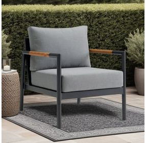 Crown Dark Gray Upholstered Outdoor Club Chair