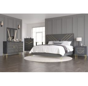 Symmetry Gray King Upholstered Panel Bed