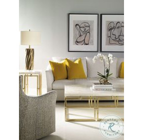 Links Inlaid Crystal Stone And Antique Brass Lamp Table