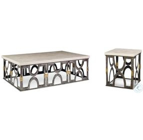 Bardot Inlaid White And Bronze Occasional Table Set