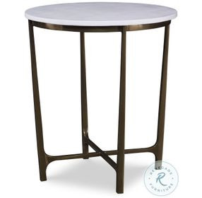 Wilcox Arctic White Scagliola And Bronze Chairside Table