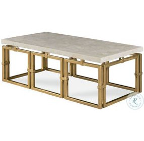 Links Inlaid Crystal Stone And Antique Brass Small Occasional Table Set