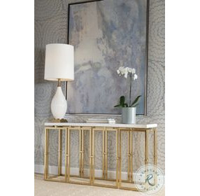 Links Inlaid Crystal Stone And Antique Brass Console Table