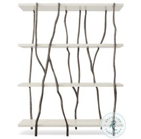 Willow White Lacquered And Antique Black Nickel Etagere