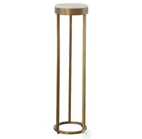 Rae White Rock Crystal Stone And Satin Brass Accent Table