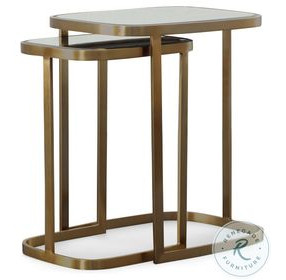 Bohdi Clear Mirror And Antique Brass Nesting Tables