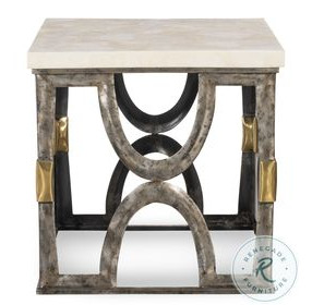 Bardot Inlaid White And Bronze End Table