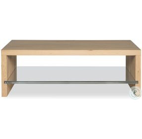 Open Sky Natural Cocktail Table With Glass Shelf