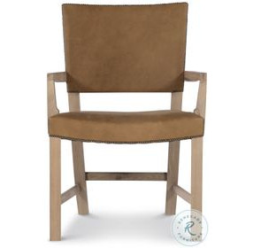 Open Sky Natural And Camel Leather Dining Arm Chair