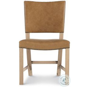 Open Sky Natural And Camel Leather Dining Side Chair