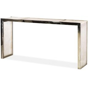 Grand Tour Furniture White and Silver Rectangular Quartz Top Samantha Console Table