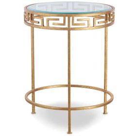 Grand Tour Furniture Gold Round Glass Top Barnet Side Table