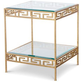 Grand Tour Furniture Gold Square Glass Top Barnet Lamp Table