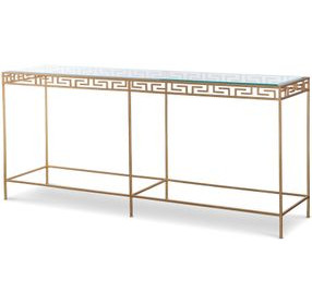 Grand Tour Furniture Gold Rectangular Glass Top Barnet Console Table