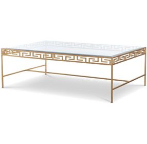 Grand Tour Furniture Gold Rectangular Glass Top Barnet Cocktail Table