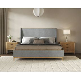 Loft Gray Upholstered King Panel Bed