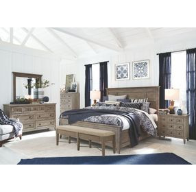 Paxton Place Dovetail Gray 7 Drawer Dresser with Rectangular Mirror