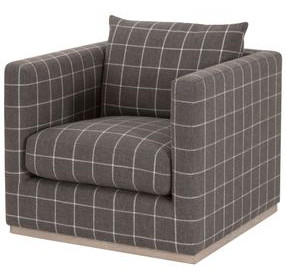 Siena Gray Plinth Base Swivel Club Chair