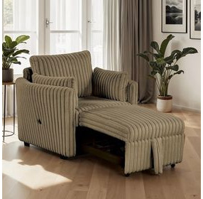 Denholme Brown Sleeper Chair with Pull Out and USB Charging