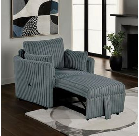 Denholme Dark Gray Sleeper Chair with Pull Out and USB Charging