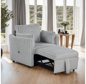 Denholme Gray Sleeper Chair with Pull Out and USB Charging