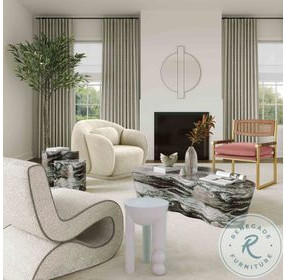 Slab Grey And Blush Faux Marble Coffee Table