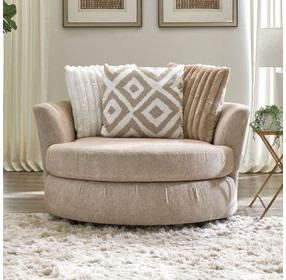 Loughlin Light Brown Upholstered Swivel Chair