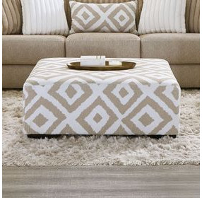 Loughlin Light Brown and Ivory Square Ottoman