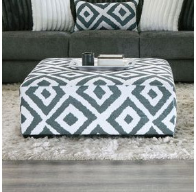 Loughton Gun Metal and Ivory Square Ottoman