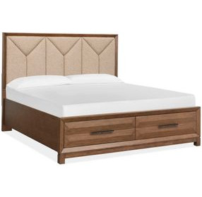 Callisto Bourbon Brown and Santa Cruz California King Upholstered Storage Panel Bed