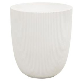 Soleil Ivory Outdoor Round Fluted Concrete Top End Table