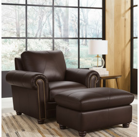 Brookstone Chocolate Leather Ottoman