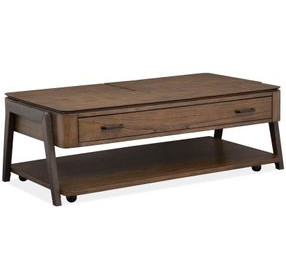 Hallie Milk Chocolate and Dark Chocolate Rectangular Lift Top Cocktail Table