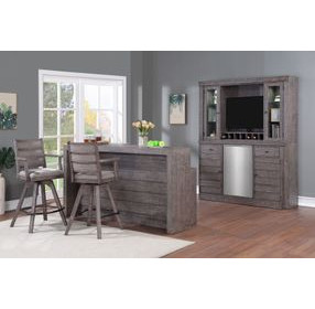 Spring Haven Gray and Brown 5 Shelves Back Bar and Hutch