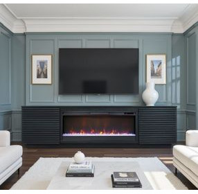 Stardust Black 89" TV Stand with Fireplace