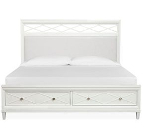 Springhouse Whisper White and Gray Upholstered Storage Panel Bedroom Set