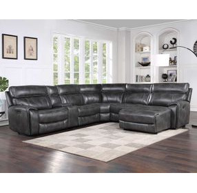 Provo Gray 6 Piece Modular Dual Power Reclining Sectional with USB Charging
