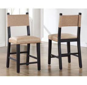 Aubrey Black and Beige Counter Height Chair Set of 2