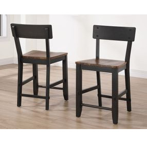 Bermuda Black 24" Short Back Counter Height Stool Set of 2