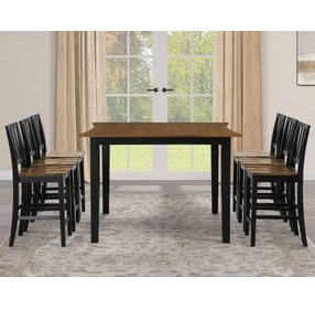 Joplin Black and Brown 54" Extendable Square Counter Height Table