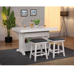 Summer Winds II White and Gray 60" Rectangular Storage Kitchen Island