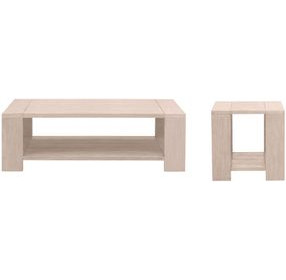 Sur Washed Ever Teak Outdoor Rectangular Occasional Table Set