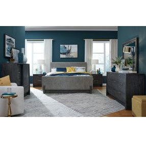 Kinsley Black Heron and Oslo Pewter Upholstered Panel Bedroom Set