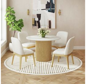 Sutton White and Natural 52" Round Dining Table