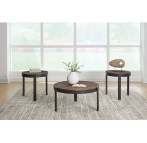 Horizon Hills Warm Rustic and Black 3 Piece Round Occasional Table Set
