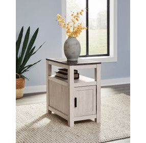 Fendenmore Brown Gray and Antique White Rectangular Chairside End Table with USB Charging
