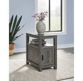 Fendenmore Brown and Gray Rectangular Chairside End Table with USB Charging