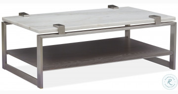 Paradox Pearl White And Roasted Almond Metal Rectangular Cocktail Table