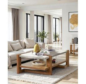 Goldmere Honey Wheat and White Rectangular Granite Top Cocktail Table