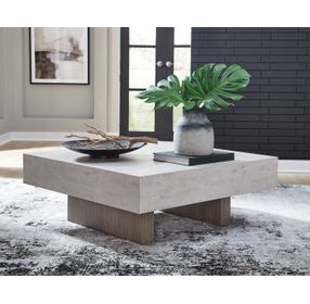 Jorlaina Light Grayish Brown Square Coffee Table